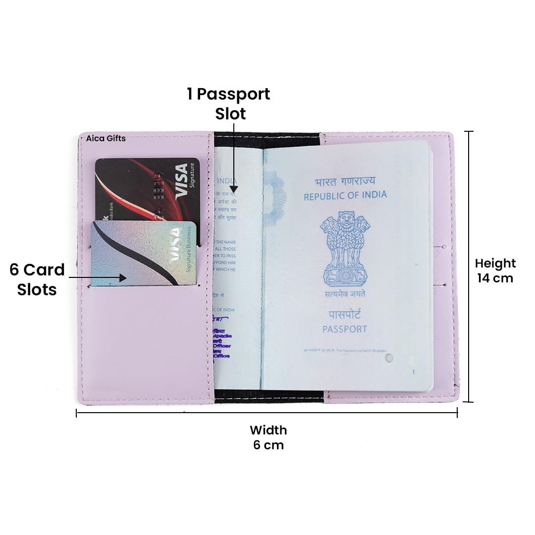 AICA Personalized Name & Charm Leather Travel 4pcs Gift Set Combo for Men & Women | Customized Travel Accessories Hamper | Gifts for Family and Friends | Gift for Girls & Boys (Purple)