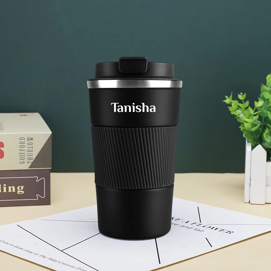 Giftana 4 in 1 Personalized Diary with Pen, Mobile Stand and Coffee Tumbler 510ml Gift Set for Men & Women, Customized Gifts for Doctors, Personalised New Year Corporate Gift Set for Employee (Black)