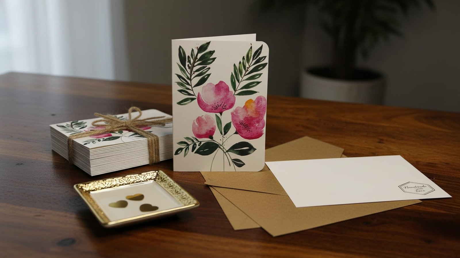 Handmade Watercolor Greeting Card With An Envelope | Happy Birthday | Greeting Card For Husband | Handmade Cards | Anniversary Card | Fuschia Blooms Card
