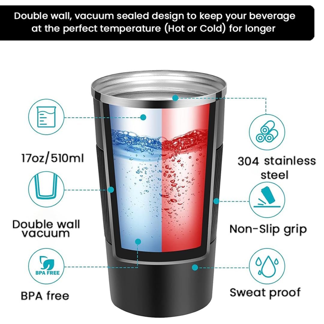 Giftana 4 in 1 Personalized Diary with Pen, Mobile Stand and Coffee Tumbler 510ml Gift Set for Men & Women, Customized Gifts for Doctors, Personalised New Year Corporate Gift Set for Employee (Black)