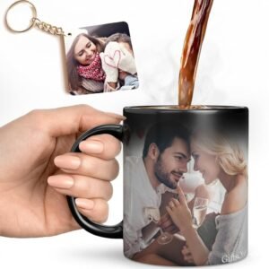 GiftsOnn Personalized Magic Mug – Custom Photo, Name & Quote Ceramic Mug – Birthday, Anniversary, Valentine's Gift – 330ml Color Changing Mug for Girlfriend, Boyfriend, Husband, Wife