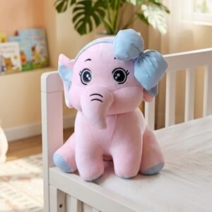 Kids Mandi® Elephant Soft Toy with Bow (30 cm) - Premium Cuddly Stuffed Animal for Babies & Toddlers for Boys & Girls | Grey Plush Toy for Kids & Nursery Decor