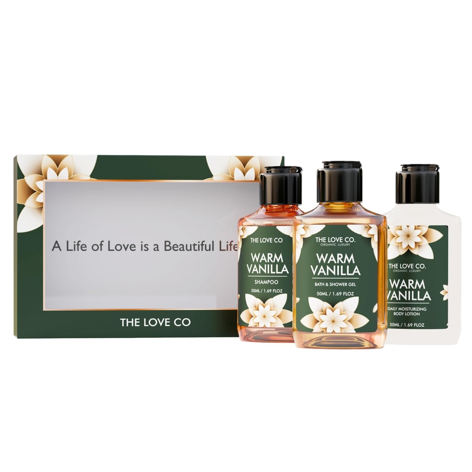 Warm Vanilla Bath & Body Gift Set Pack Of 3 | Body Wash | Body Lotion | Shampoo | Long-Lasting Warm Vanilla Fragrance | Gift Set For Women | Gifting For Birthday, Valentine's, Anniversary, Rakhi & Special Occasions| Premium Gift Packaging