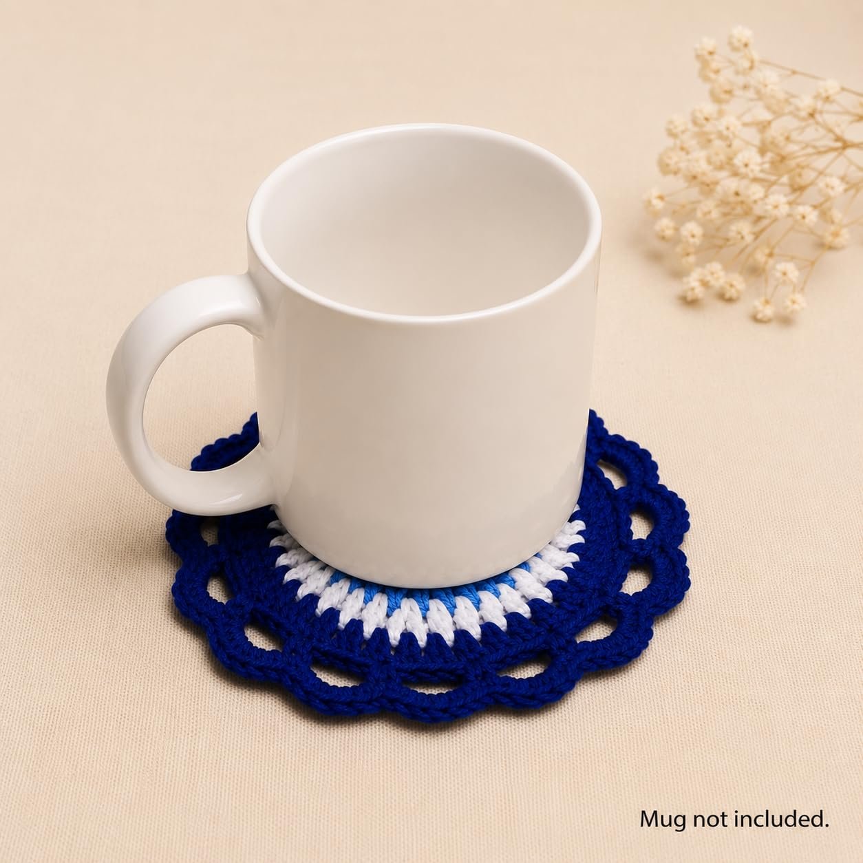 Amigo Craft Handmade Crochet Evil Eye Everyday Gift Set – Car Hanging, Matching Keychain & Mug Coaster | Handmade Yarn