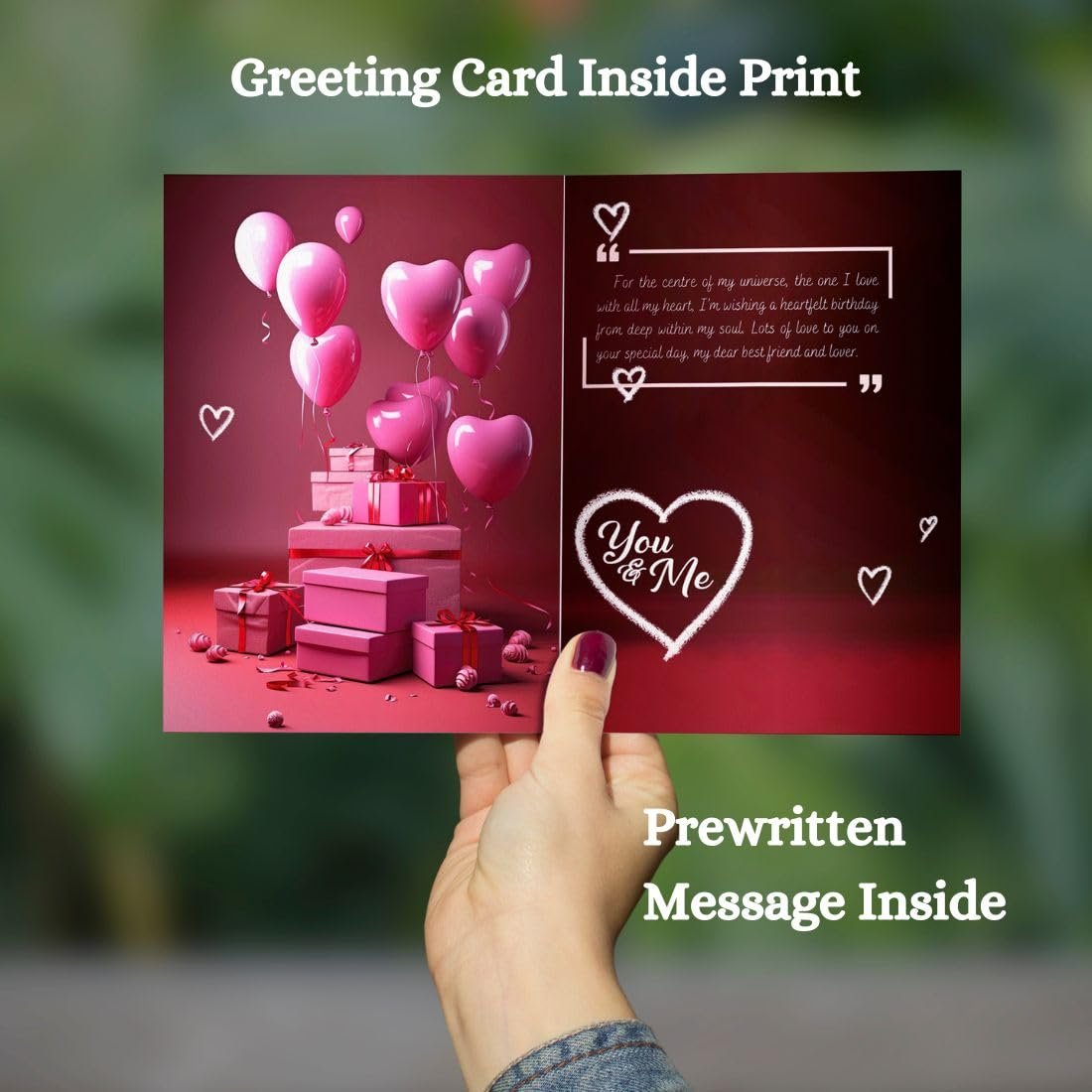 AanyaCentric A5 Size 5.8x8.3inch Birthday Romantic Love Greeting Card with Envelope Gift For Husband Wife Lover Girlfriend Boyfriend Express Your Love with Unique Design