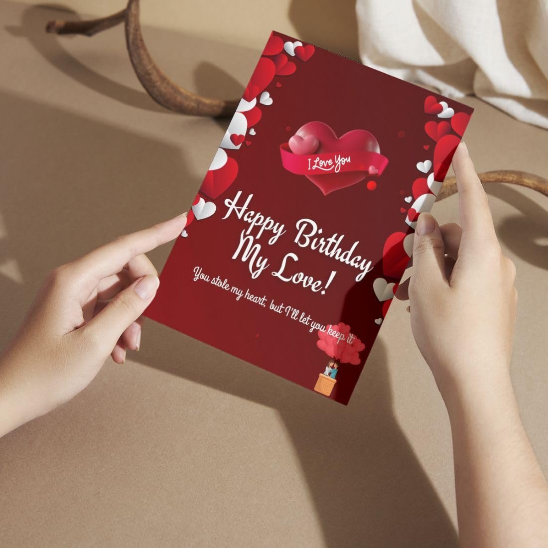 AanyaCentric A5 Size 5.8x8.3inch Birthday Romantic Love Greeting Card with Envelope Gift For Husband Wife Lover Girlfriend Boyfriend Express Your Love with Unique Design