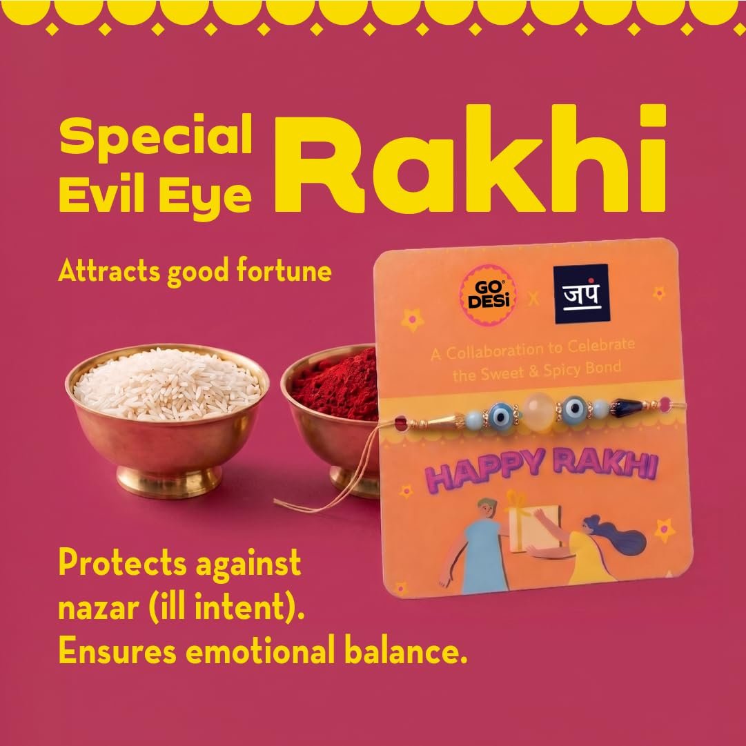 GO DESi Fun Gift Box - 21 Items | DESi Fun Gift Box| Rakhi Set For Brother | Japam Rakhi | Kaju Katli | Roli Chawal | DESi POPz | Fruit Bars | Coconut Burfi | Dry Bhel | Dates Dry Fruit Laddu | Raksha Bandhan Combo Set | Rakhi Hamper for Brother | Raksha