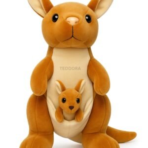 TEDDYTOWN Adorable Kangaroo Soft Toy with Baby – Ultra Soft Plush Stuffed Animal for Kids, Cute Hugging Toy, Gift for Babies & Loved Ones (25 cm)