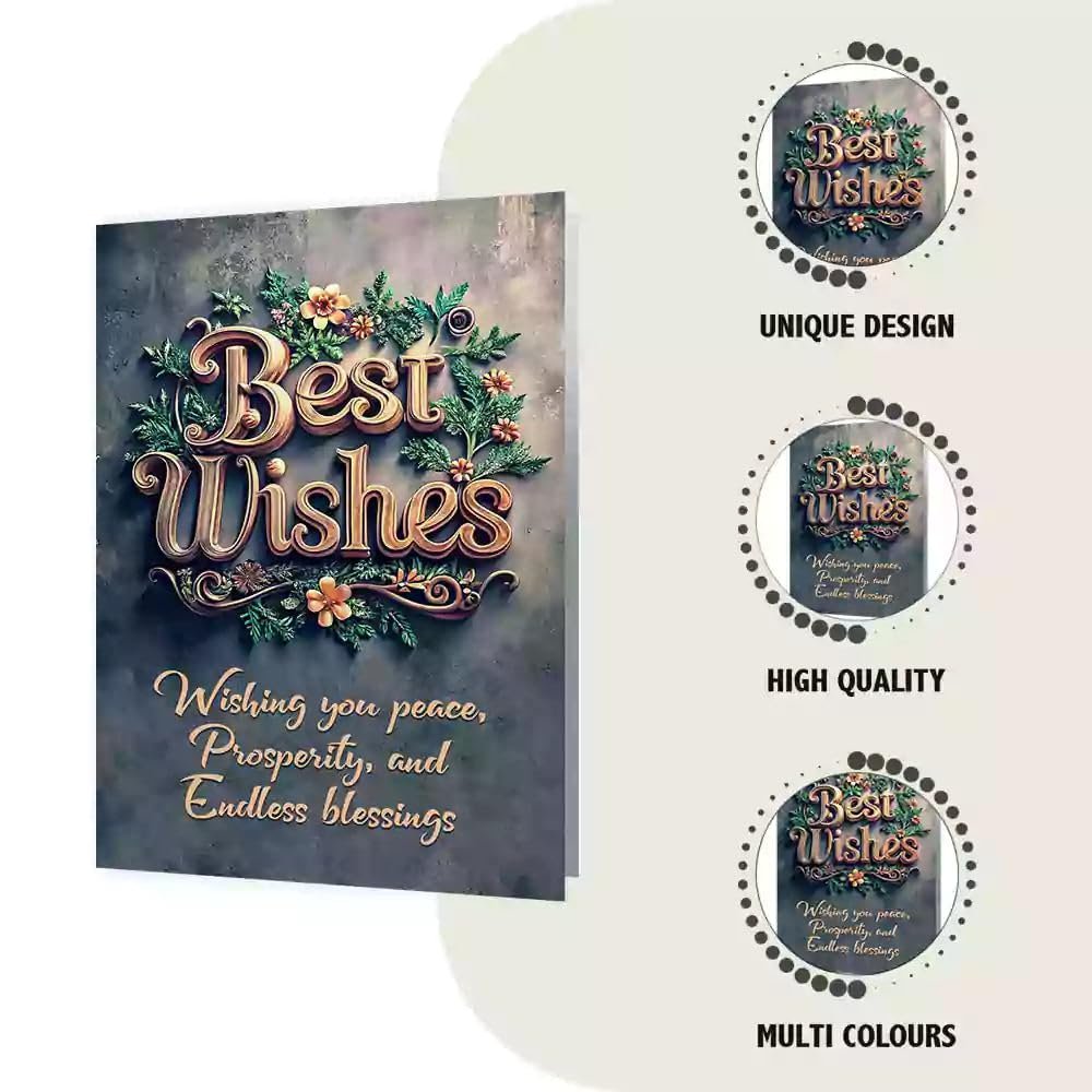 GIFT MY PASSION Elegant Best Wishes Greeting Card for Special Occasions For Weddings And More Note Card (1pc) (Cardstock) (Multicolour)