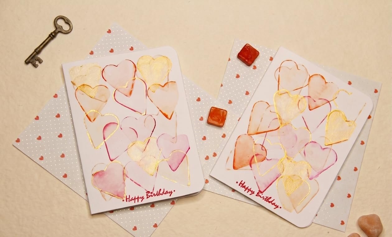 HANDMADE FOR SOUL - Handmade Watercolor Greeting Card with an envelope | Watercolor | Happy Birthday Greeting Card| Happy Birthday Card | Handmade Cards | Blank Greeting Cards | Candy Hearts Card