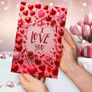 GIFT MY PASSION Charming Love Greeting Card A Sweet Way To Say I Love You Gift For Her Him Husband Boyfriend Girlfriend Wife Fiance Lover (1Pc)(Cardstock) (Multicolor)