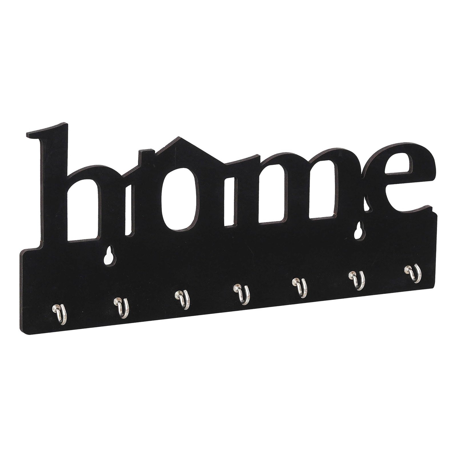 Webelkart Premium Home Keys Wooden Key Holder (29 cm x 13.5 cm x 0.4 cm, Wood) 7 Hook - Decorative Items for Home Decor (Black)