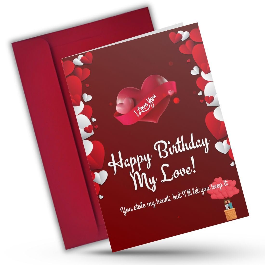 AanyaCentric A5 Size 5.8x8.3inch Birthday Romantic Love Greeting Card with Envelope Gift For Husband Wife Lover Girlfriend Boyfriend Express Your Love with Unique Design