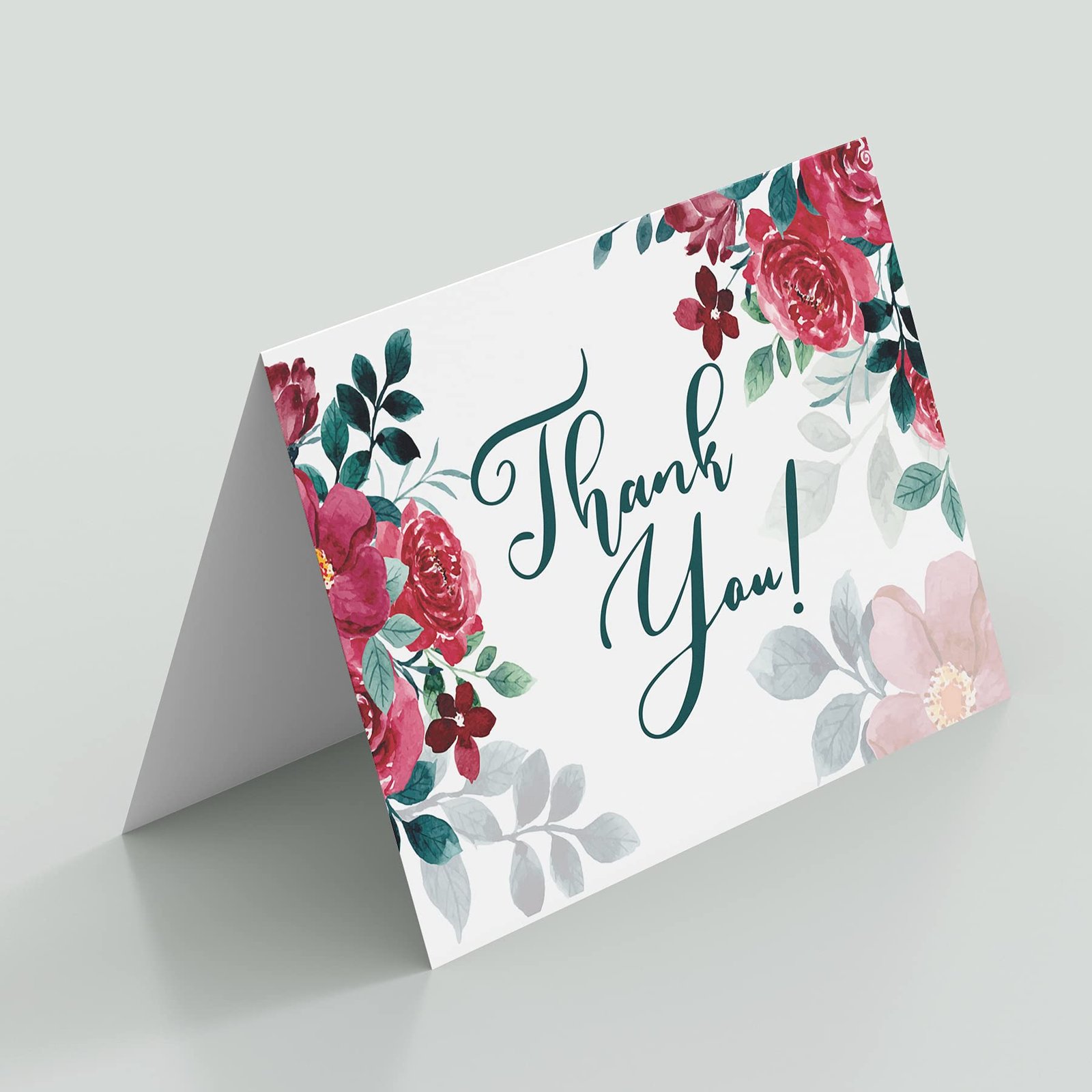 Clickedin Thank You Cards for Small Business, Stylish Floral Design, 12 Cards and Envelopes