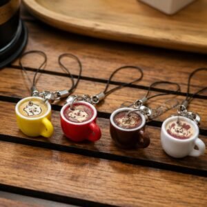 Cute Mini Coffee Cup Keychain for Keys, Bags & Mobile | Kawaii Coffee Mug Pendant with Metal Key Ring & Strap | Mini Cup Backpack Charm | Lightweight Key Holder for Men, Women, Boys & Girls Pack Of 1