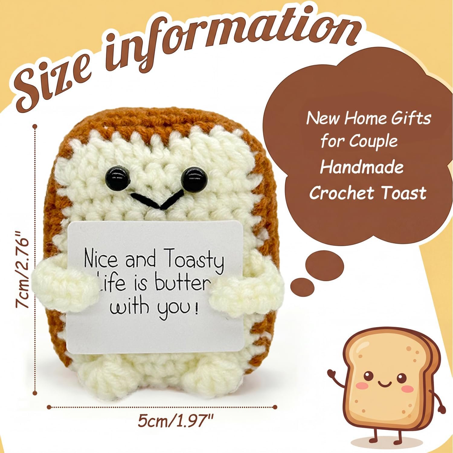 CartHome 2PCS Crochet Toys, Crochet Gifts, Retirement Gift for Men, Retirement Gift for Women, Handmade Bread Keychain for Key Organization