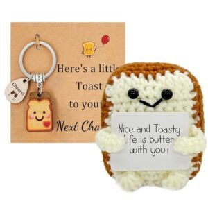 CartHome 2PCS Crochet Toys, Crochet Gifts, Retirement Gift for Men, Retirement Gift for Women, Handmade Bread Keychain for Key Organization