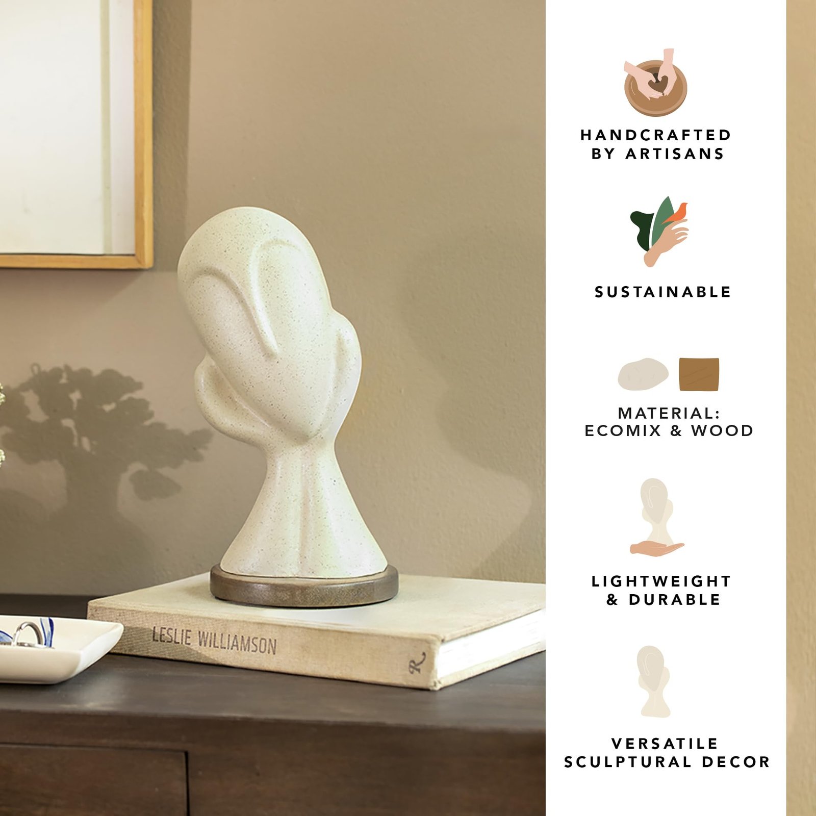 Ellementry Spellbound Face Ecomix Sculpture 27 cm Tall, Home Décor Showpiece Figurine for Living Room & Office, Modern Asthetic Tabletop Decorative Accent, Unique Gift Item for Shelf Decoration