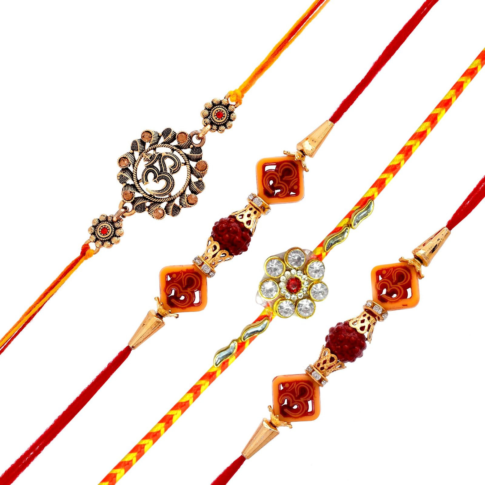 Set of 4 Rakhi Gift Combo for Brother with Chocolate Gifts Hamper, 4 Rakhi Combo Set For bhaiya Bhabhi Kids, Rakshabandhan Bhai Bhabhi Hamper Greeting Card,Tilak Set