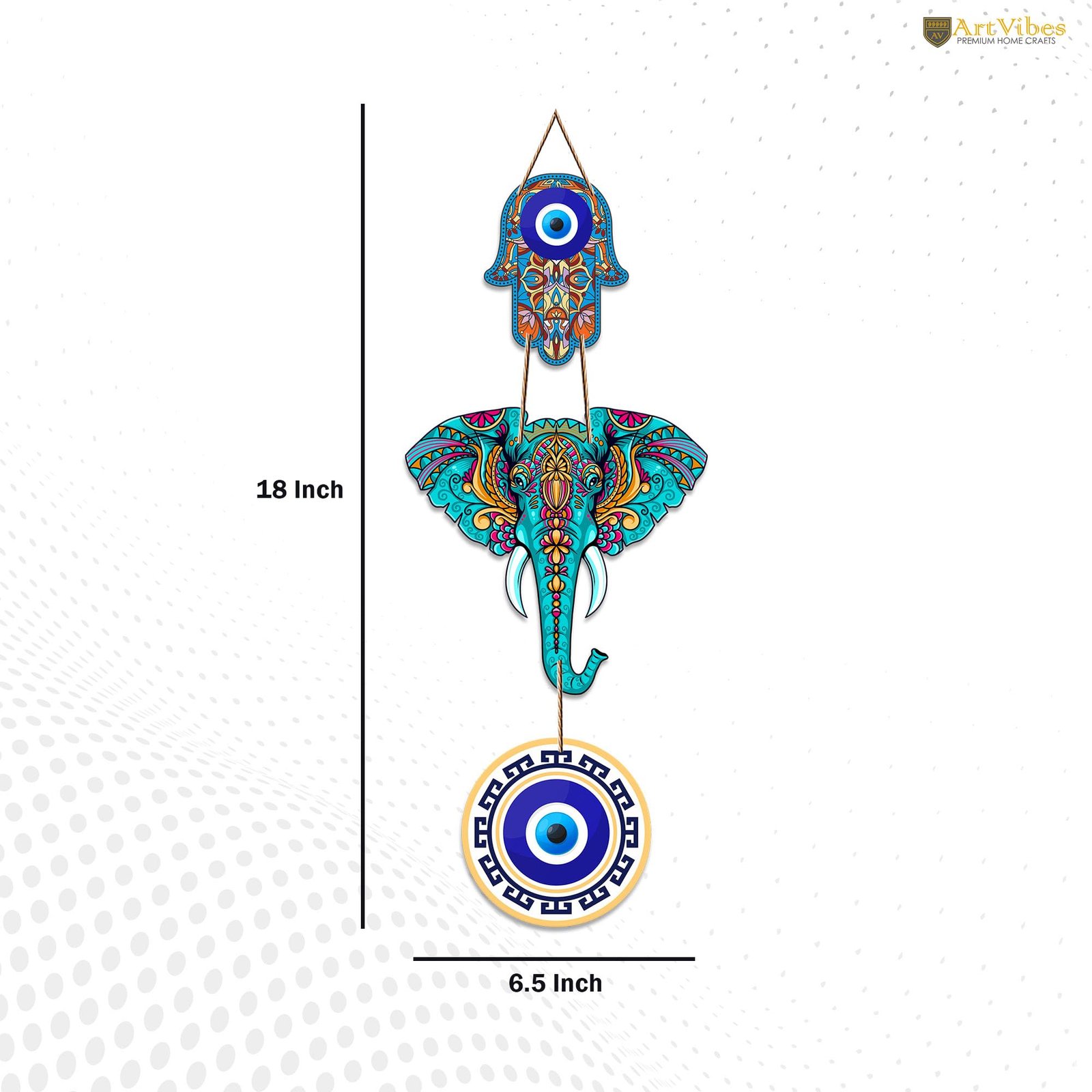 Artvibes Designer Elephant Wooden Wall Hanging For Luck Properity For Home Decoration | Livingroom | Spiritual Decor Items | Wall Illustrations | Ethnic Wall Decor | Wall Art Print (WH_8506N)