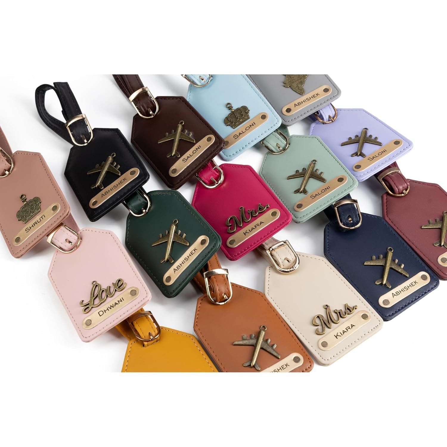 AICA Personalized Name & Charm Leather Travel 4pcs Gift Set Combo for Men & Women | Customized Travel Accessories Hamper | Gifts for Family and Friends | Gift for Girls & Boys (Purple)