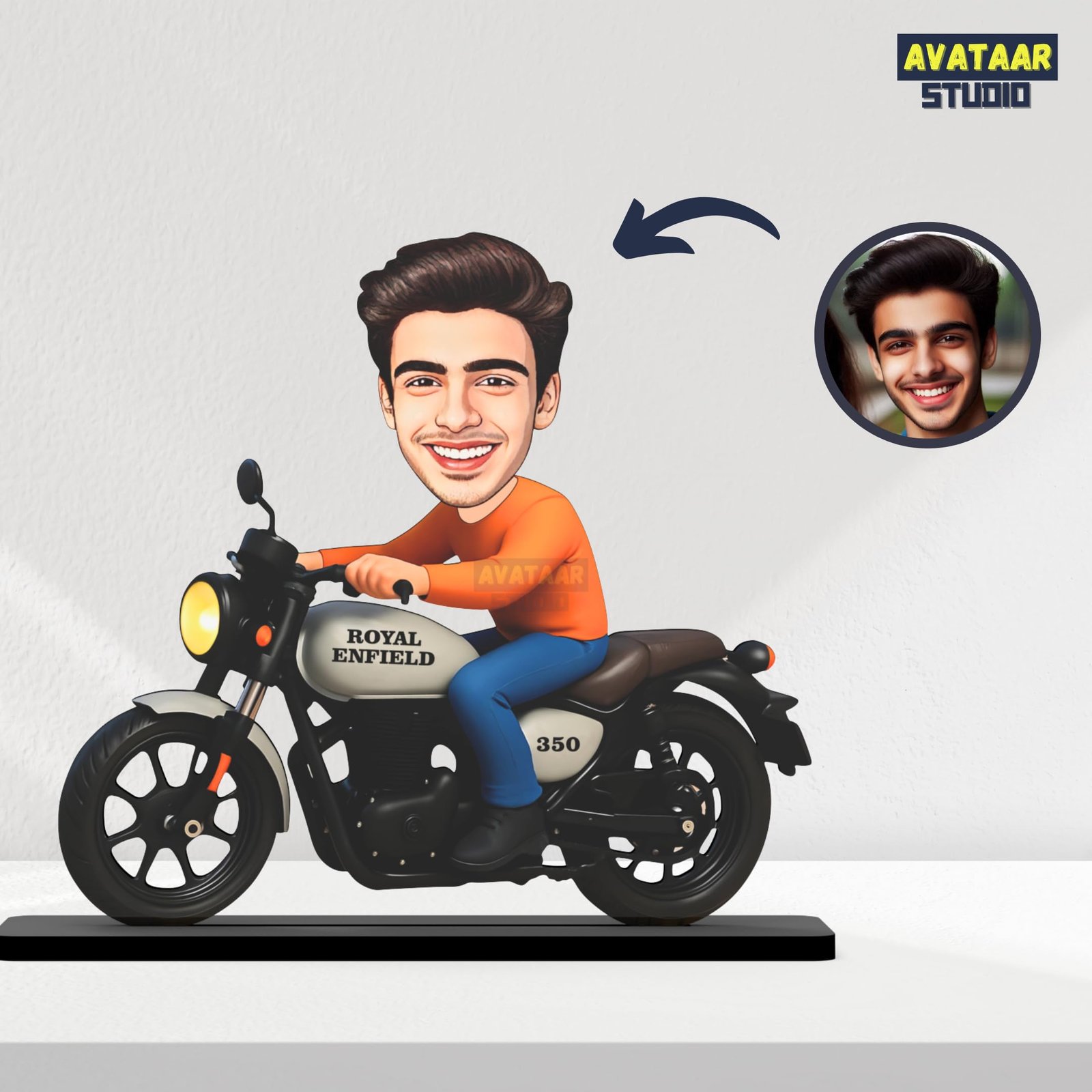 Personalized Motorcycle Rider Caricature Gift Custom Photo Stand Birthday Gift for Husband Boyfriend Friend Unique Biker Cartoon Photo Frame (Motorcycle Rider-3)
