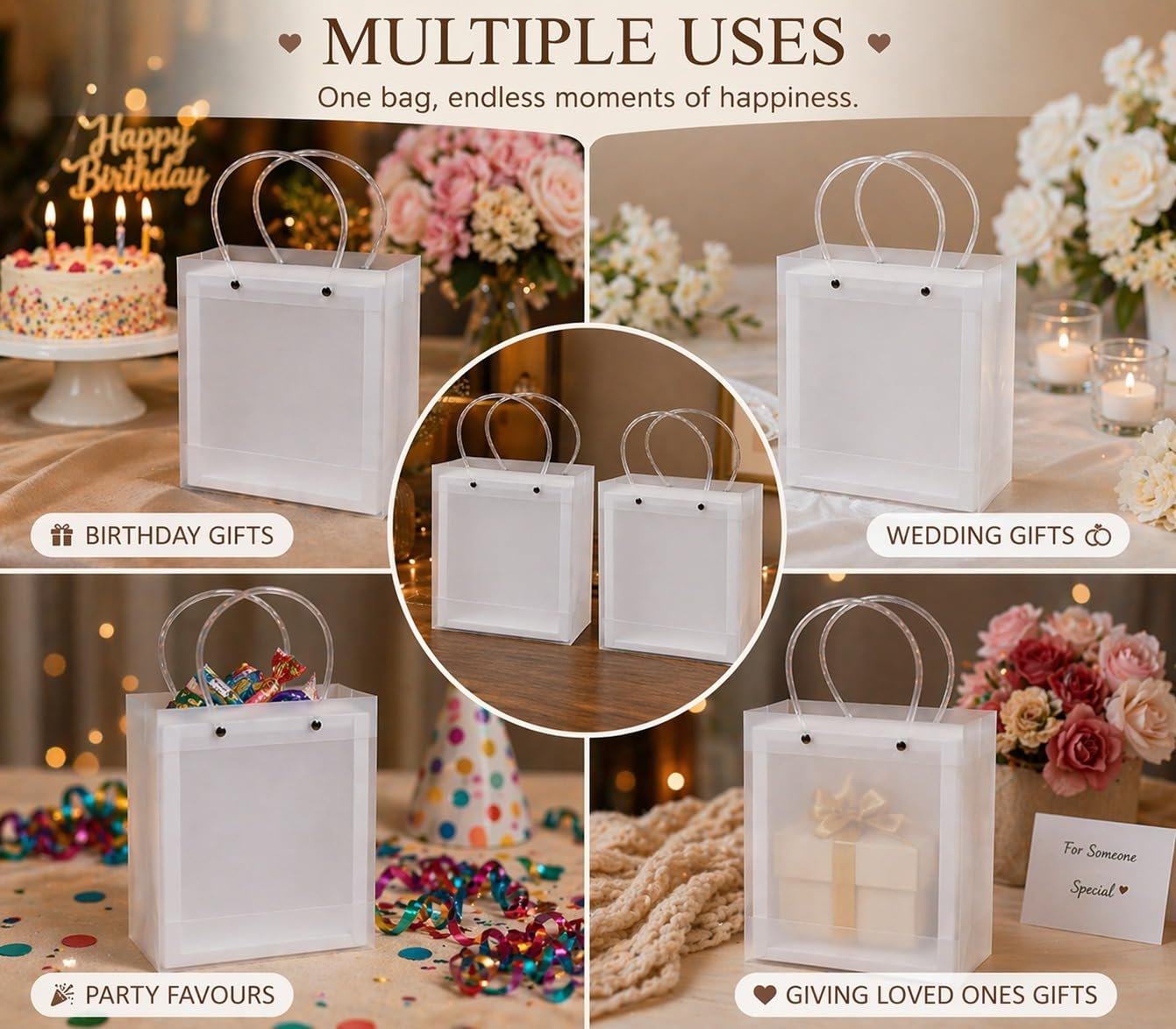SATYAM KRAFT 4 Pcs Decorative Gift Box with Window & Handle Bag Set | Premium Hamper Boxes for Wedding Return Gifts, Engagement, Birthday, Festival Gifting | Dry Fruit, Packaging Boxes (Light blue)