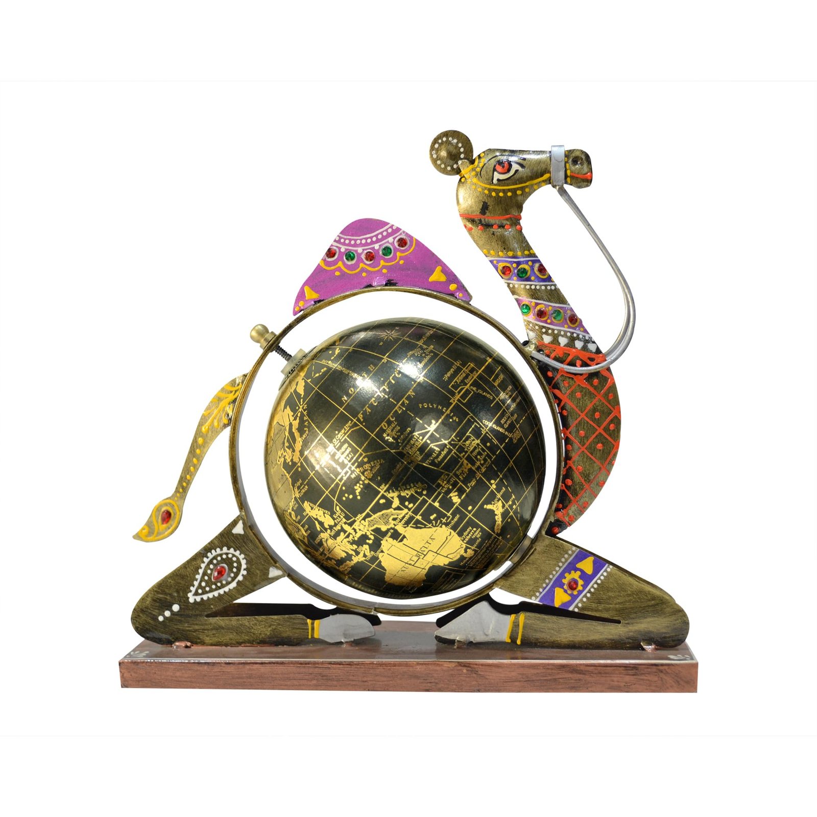 CraftVatika Home and Office Decorative Globe Metal Rajasthani Camel Table Top Showpiece Globe, Home House Decoration items, Decor and Gift for Living Room, Showcase, Office Desk, Interior, B'day Gift