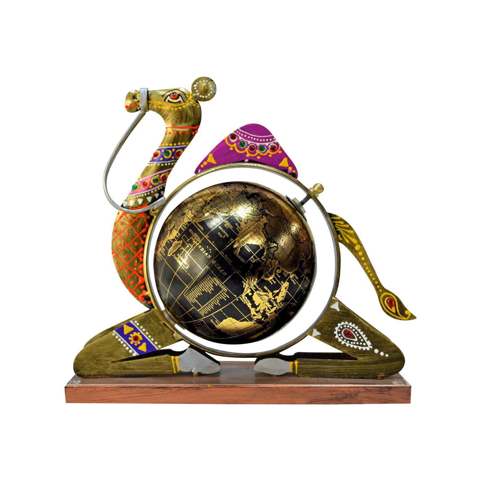 CraftVatika Home and Office Decorative Globe Metal Rajasthani Camel Table Top Showpiece Globe, Home House Decoration items, Decor and Gift for Living Room, Showcase, Office Desk, Interior, B'day Gift