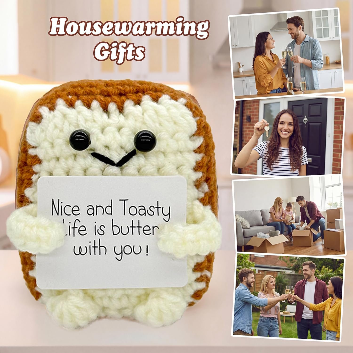 CartHome 2PCS Crochet Toys, Crochet Gifts, Retirement Gift for Men, Retirement Gift for Women, Handmade Bread Keychain for Key Organization