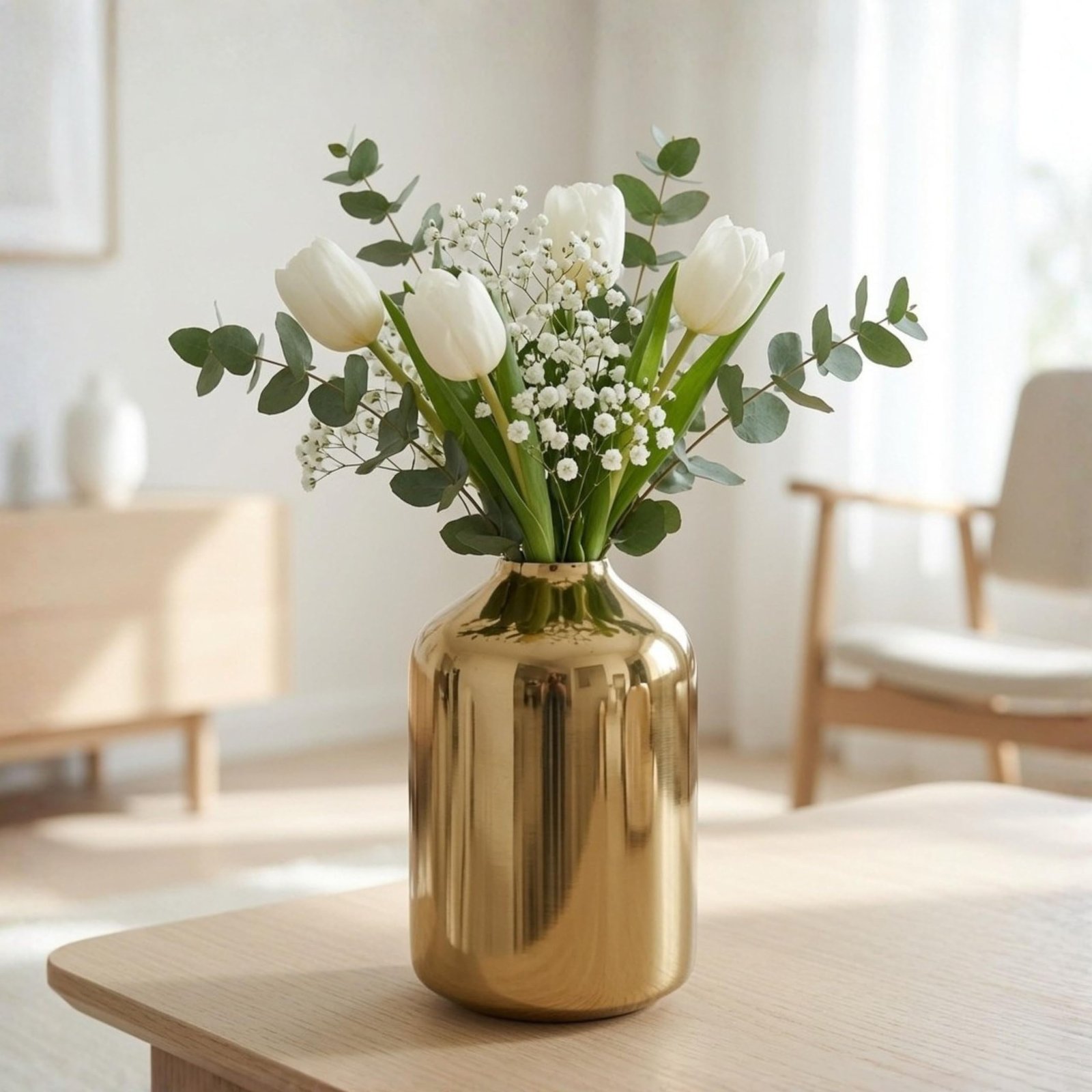 Behoma Metal Flower Vase for Home Decor Bedroom Living Room Office Wedding | Table Decorative Item for Festivals Birthday Gold (Flower Not Included, Modern)