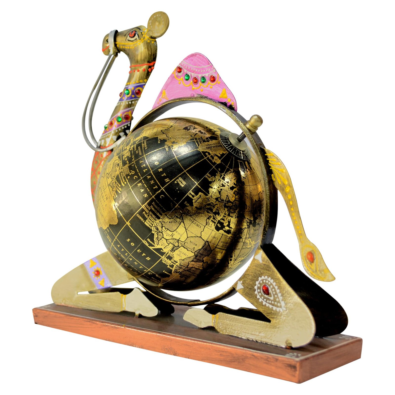 CraftVatika Home and Office Decorative Globe Metal Rajasthani Camel Table Top Showpiece Globe, Home House Decoration items, Decor and Gift for Living Room, Showcase, Office Desk, Interior, B'day Gift