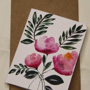 Handmade Watercolor Greeting Card With An Envelope | Happy Birthday | Greeting Card For Husband | Handmade Cards | Anniversary Card | Fuschia Blooms Card