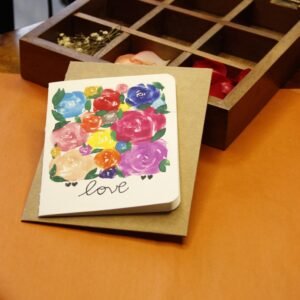HANDMADE FOR SOUL - Handmade Watercolor Greeting Card with an envelope | Heart | Anniversary Cards For Husband | Handmade Cards | Father's Day Greeting Card | Roses Watercolors Card