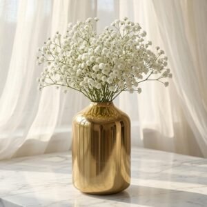 Behoma Metal Flower Vase for Home Decor Bedroom Living Room Office Wedding | Table Decorative Item for Festivals Birthday Gold (Flower Not Included, Modern)