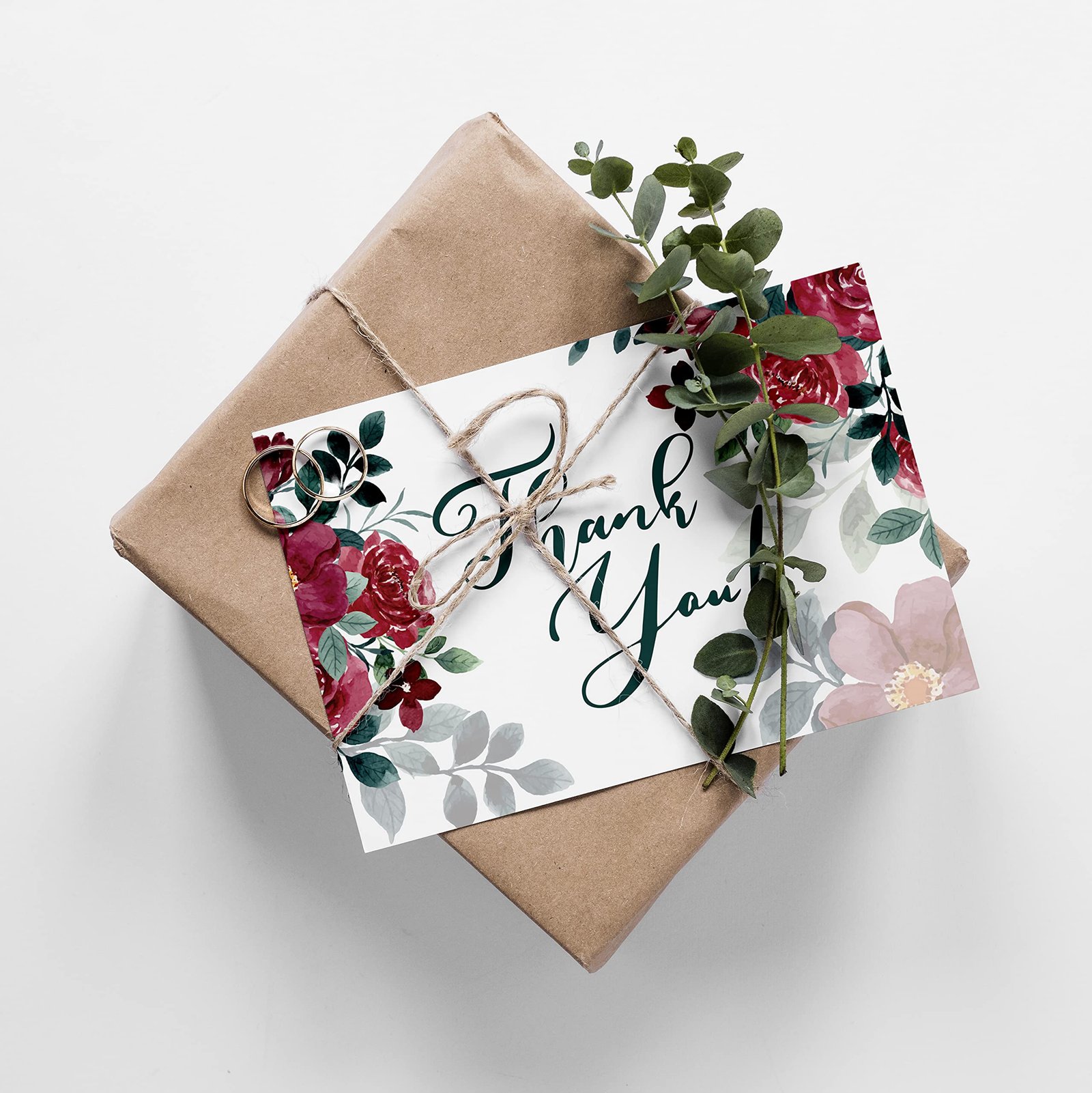 Clickedin Thank You Cards for Small Business, Stylish Floral Design, 12 Cards and Envelopes