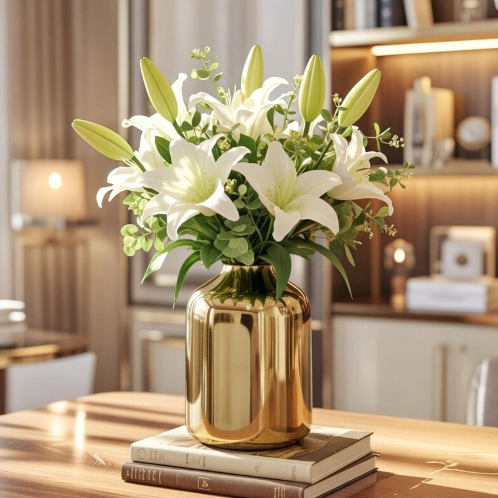 Behoma Metal Flower Vase for Home Decor Bedroom Living Room Office Wedding | Table Decorative Item for Festivals Birthday Gold (Flower Not Included, Modern)