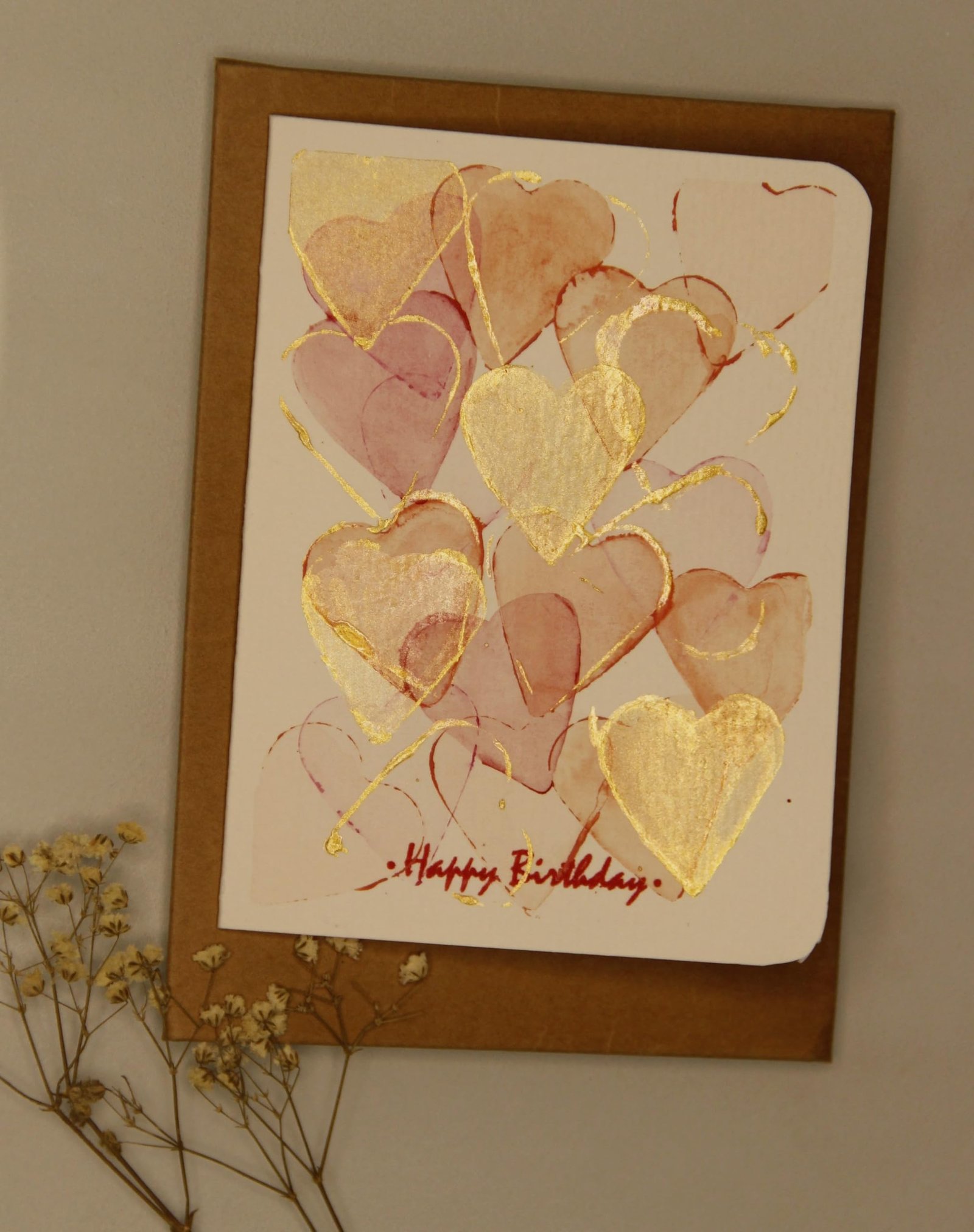 HANDMADE FOR SOUL - Handmade Watercolor Greeting Card with an envelope | Watercolor | Happy Birthday Greeting Card| Happy Birthday Card | Handmade Cards | Blank Greeting Cards | Candy Hearts Card