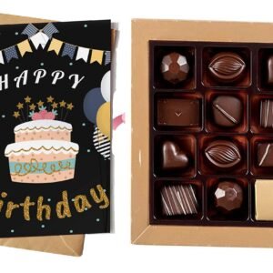 redbakers.in Happy Birthday 12 Chocolate Gift Box & Greeting Card Combo Gift Pack (TIKBLACK),225gram