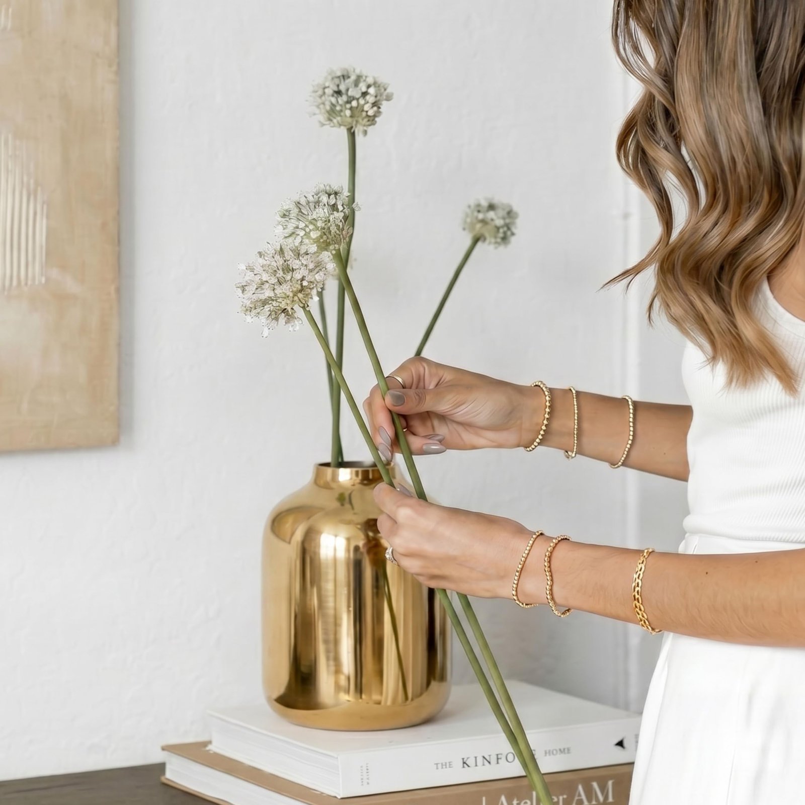 Behoma Metal Flower Vase for Home Decor Bedroom Living Room Office Wedding | Table Decorative Item for Festivals Birthday Gold (Flower Not Included, Modern)