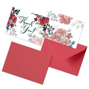 Clickedin Thank You Cards for Small Business, Stylish Floral Design, 12 Cards and Envelopes