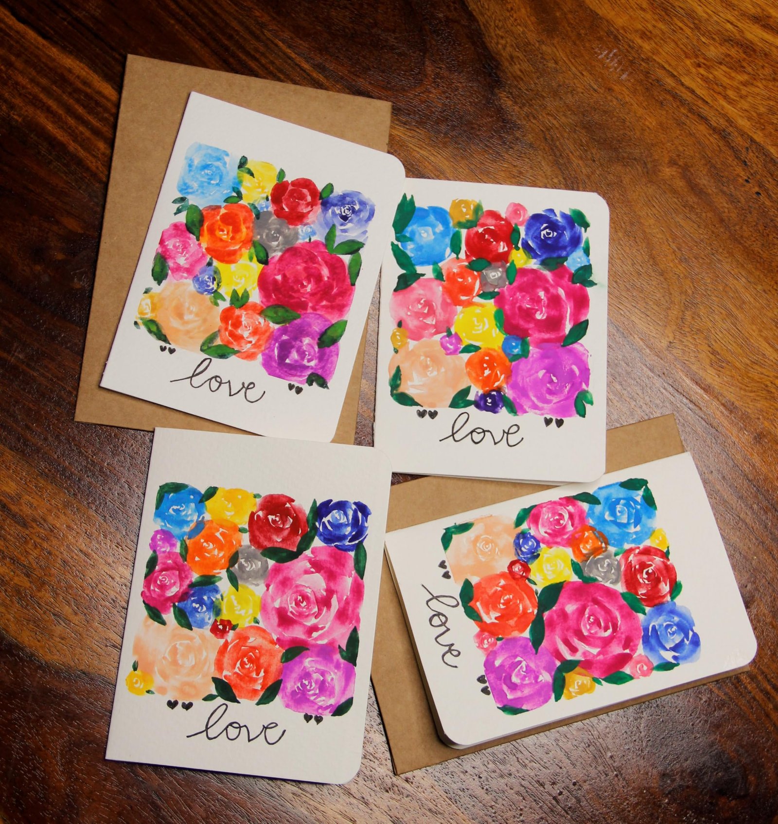 HANDMADE FOR SOUL - Handmade Watercolor Greeting Card with an envelope | Heart | Anniversary Cards For Husband | Handmade Cards | Father's Day Greeting Card | Roses Watercolors Card