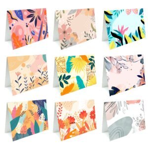 SVM CRAFT® Mini abstract flower Blank Cards With Envelopes All Occasion - 18 Different 3.9 x 2.9 Inch, NOTE CARDS